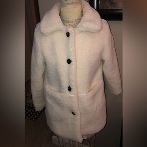 Girls cream colored faux shearling coat. Button down sz. 12